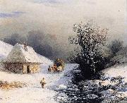 Little Russian Ox Cart in Winter Ivan Aivazovsky